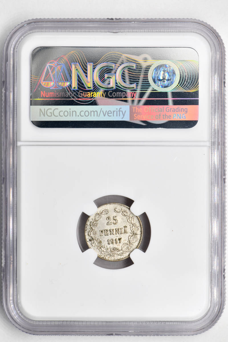 1円〜1917S フィンランド 25P銀貨 NGC MS64 未使用+ 世界コイン 古銭 貨幣 硬貨 銀貨 金貨 銅貨 NGC Silver ロシア帝国領フィンランド