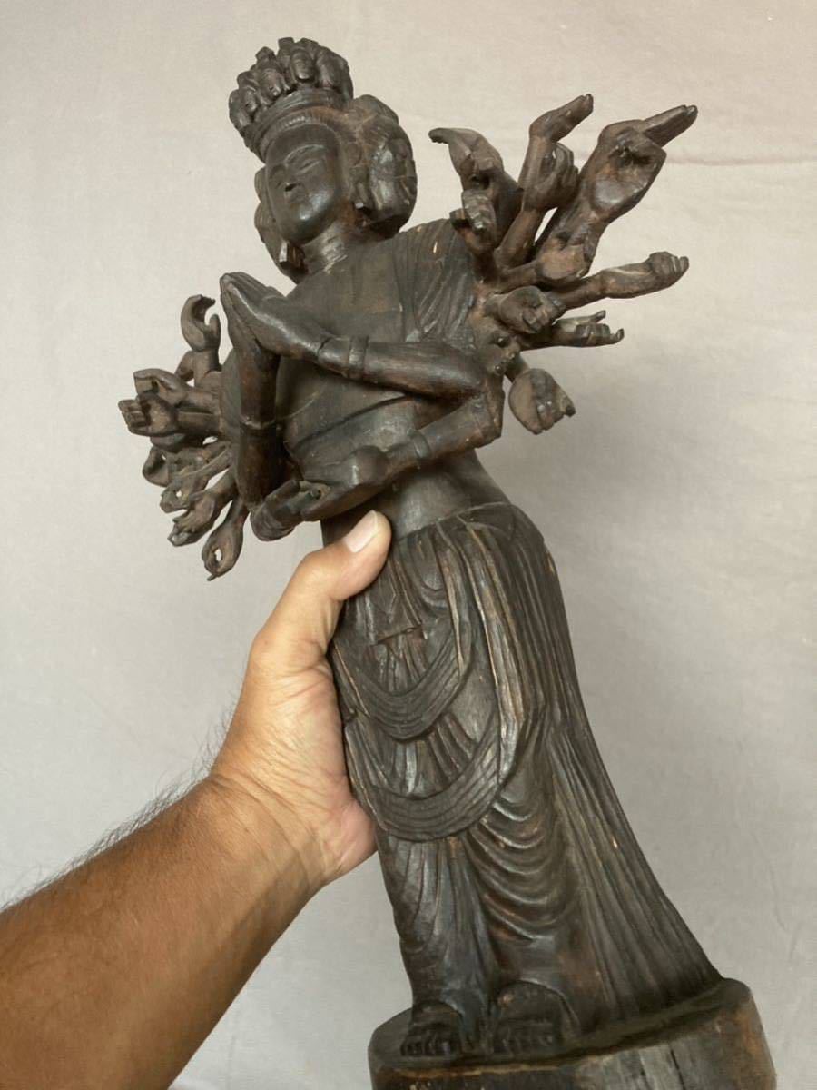 木彫 千手観音菩薩 立像 捌い 仏像 仏教美術 