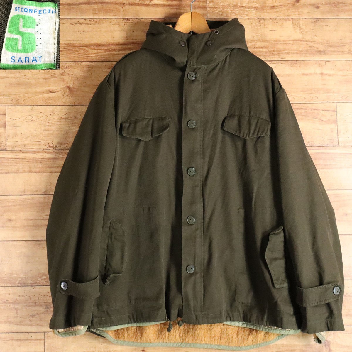 I5J/K6.27-3　ユーロ古着　ルーマニア　フィールドジャケット　ミリタリージャケット　ボアライナー付き　メンズ　オリーブグリーン