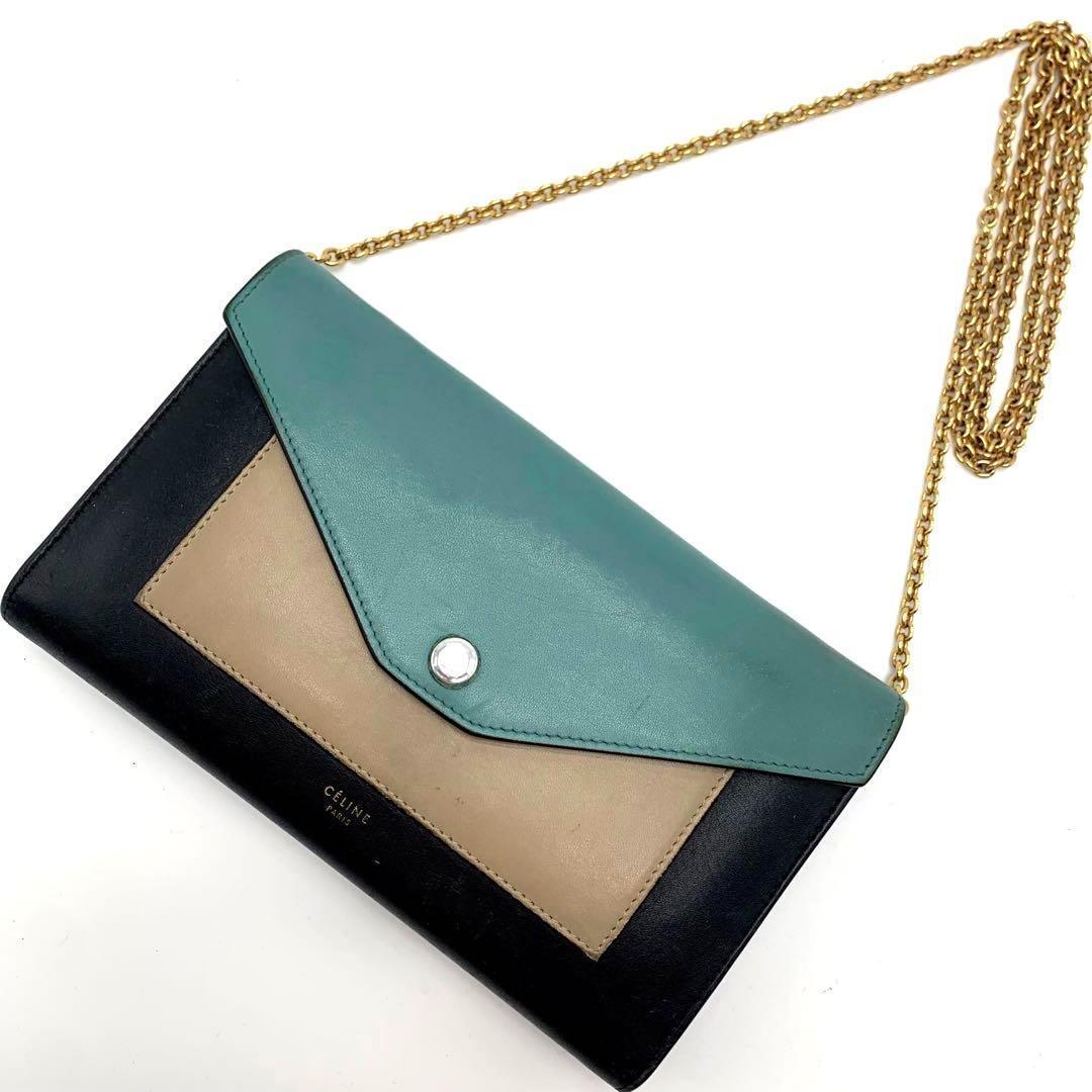 1円~【入手困難品】定価11万 CELINE セリーヌ ラージフラップチェーン
