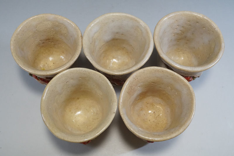 k455◇ 水月焼 蟹 煎茶器揃い 共箱 宝瓶 湯冷 煎茶碗五客 伊予松山水