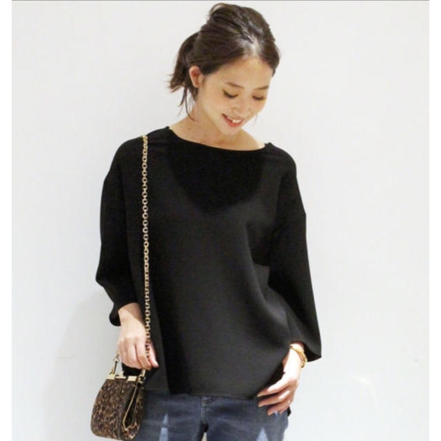 DEUXIEME CLASSE*トリアセジョーゼットブラウス 黒　ドゥーズィエムクラス