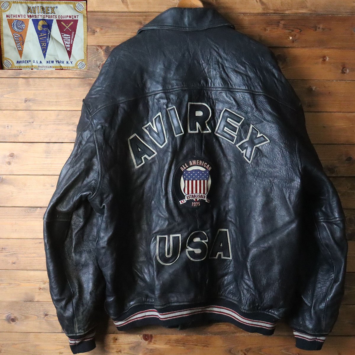 アウトレットオンライン AVIREX USA レザースタジャン ブラックXL 