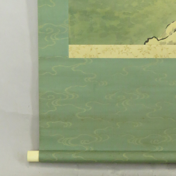 B-3850【真作】川北霞峰 肉筆絹本青緑 緑陰趣暑 共箱 二重箱 掛軸/日本画家 京都 師・菊池芳文 京都市美術工芸学校教諭 帝展審査員 書画_10