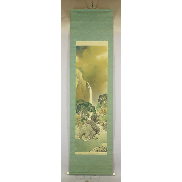 B-3850【真作】川北霞峰 肉筆絹本青緑 緑陰趣暑 共箱 二重箱 掛軸/日本画家 京都 師・菊池芳文 京都市美術工芸学校教諭 帝展審査員 書画_4