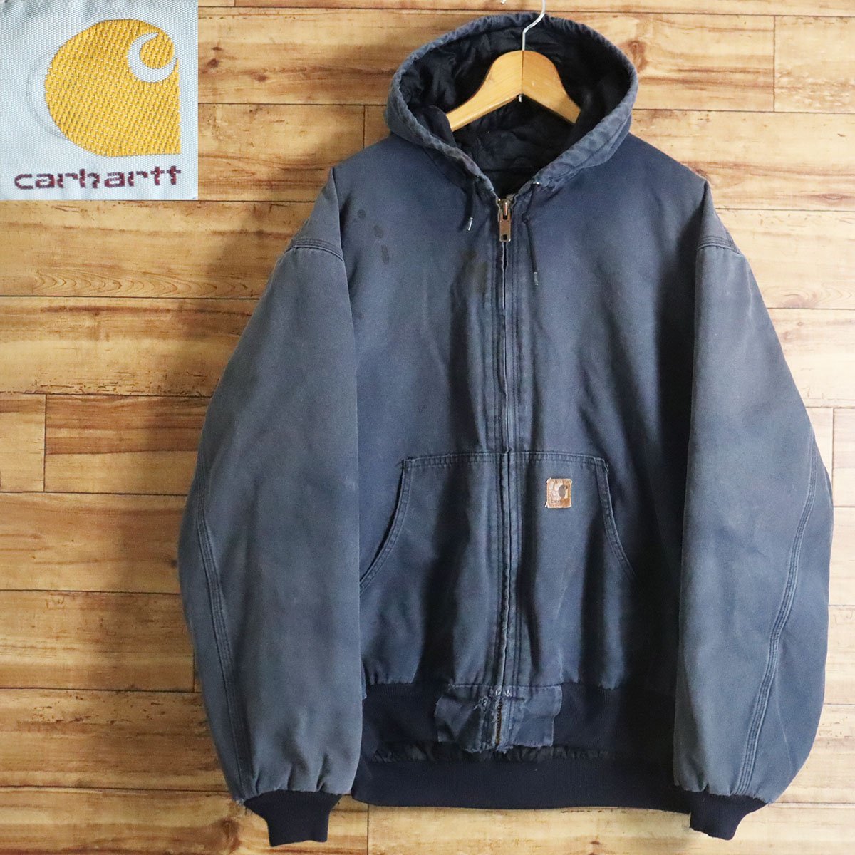 K9J/Y5.11-1　Carhartt　カーハート　ダック地　アクティブジャケット　ワークジャケット　パーカー　メンズ　XL　ブルー　アメリカ古着
