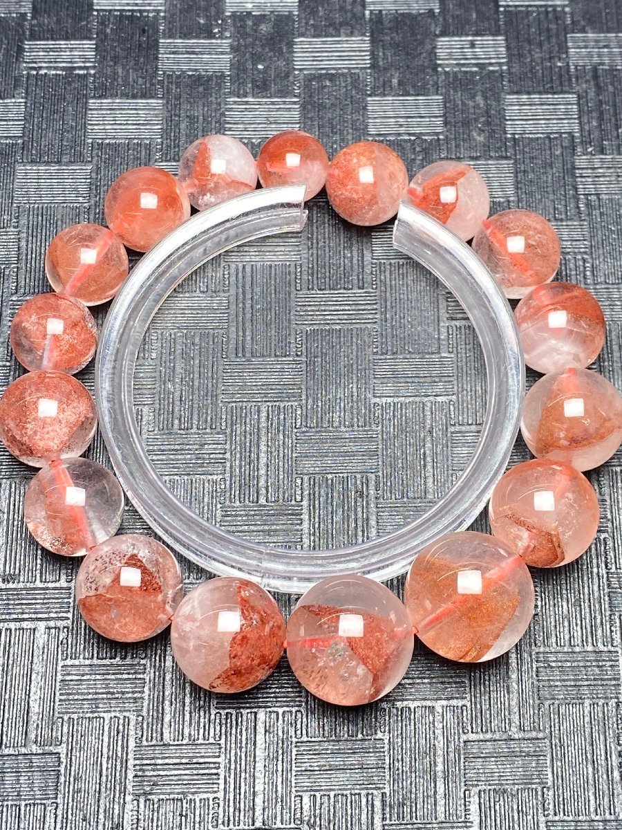 即決 1212e707 天然石【20A金字塔レッドファントム】ブレス 10-16.5mm（新品）