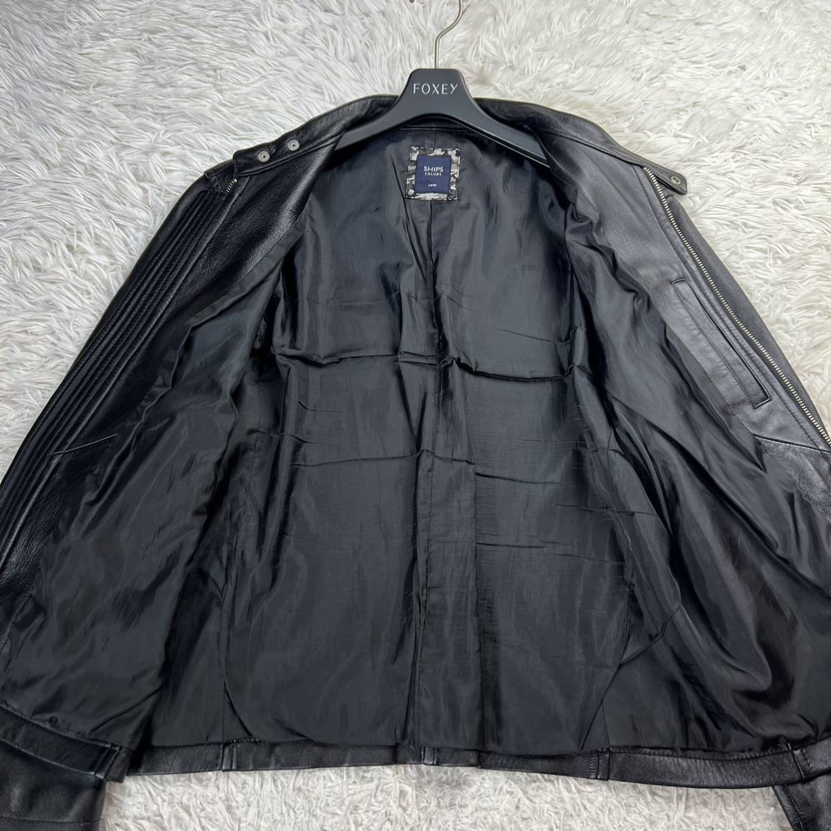 極美品】SHIPS シップス ライダースジャケット 革ジャン レザー やぎ革 