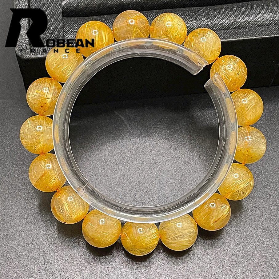 綺麗 EU製 定価6万円★ROBEAN・極!極満針ルチルクォーツ★ブレスレット パワーストーン 天然石 綺麗 金運 お守り 12.5-13.1mm 1001G595