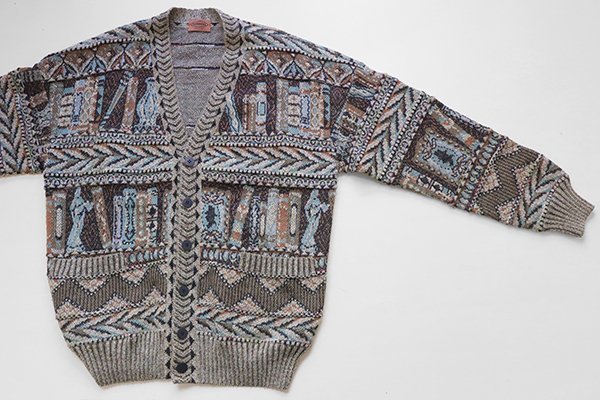 MISSONI ◇ 総柄 Vネック カーディガン ブラウン サイズ52 * オレンジ