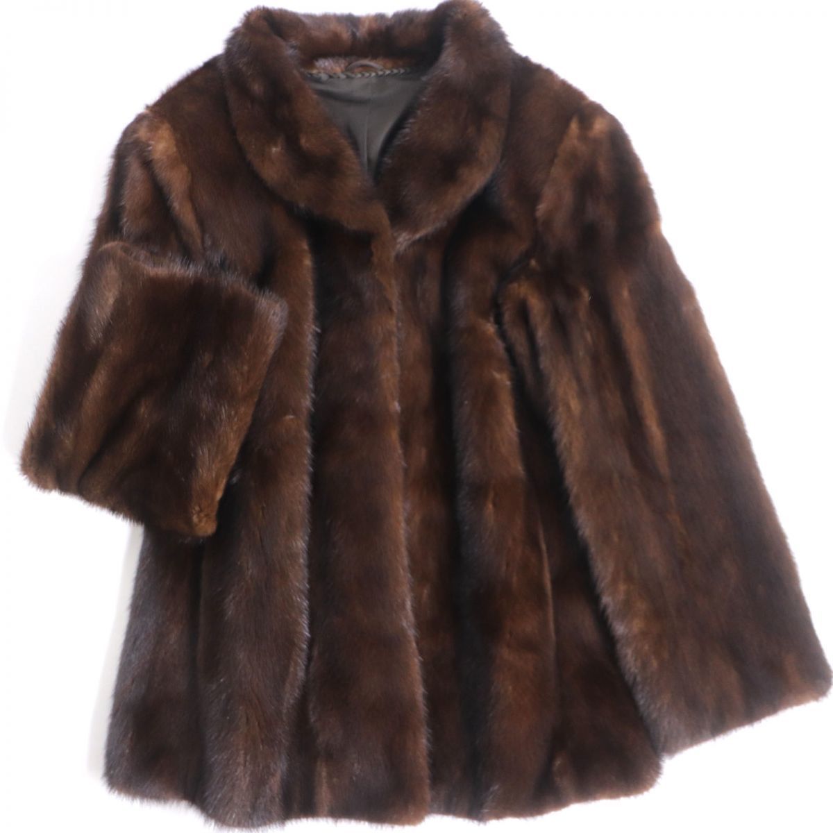 美品▽SAGA MINK サガミンク 本毛皮コート ダークブラウン 大きめ 