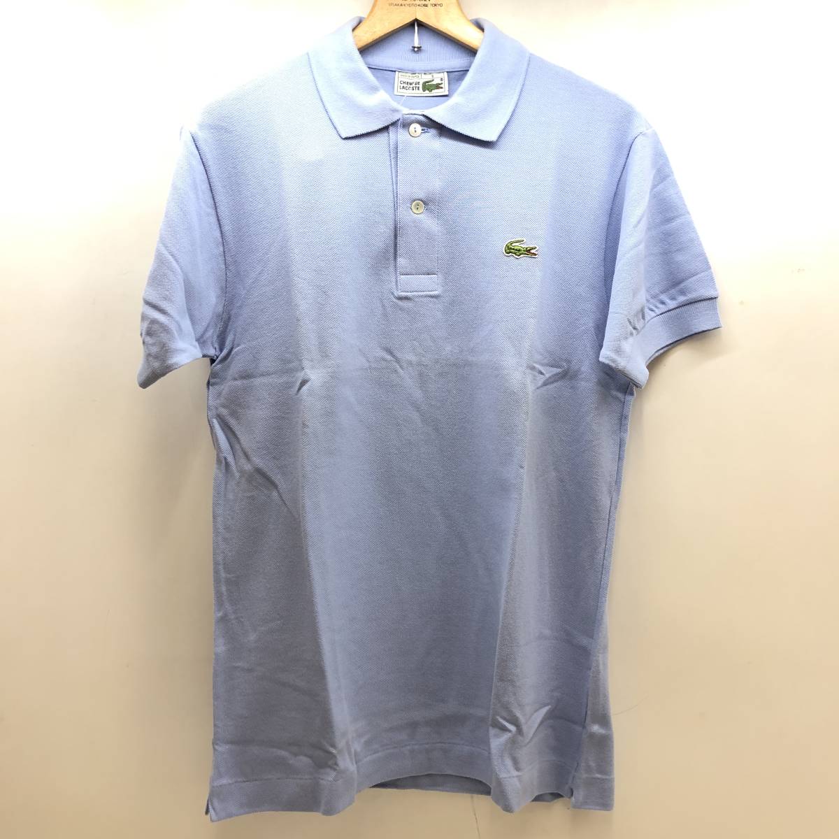 ♪未使用品 シュミーズ ラコステ DEVANLAY社 半袖 ポロシャツ 5191L トップス コットン100 フランス フレラコ メンズ 3 水色♪G21789