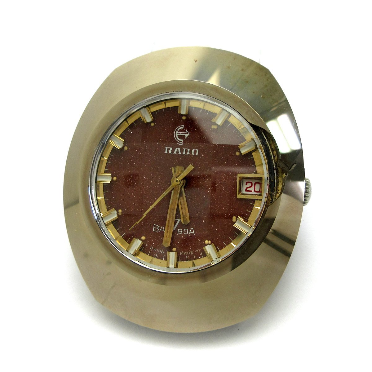 １円 ラドー バルボアV オート メンズ ボルドー文字盤 時計 RADO バルヴォア BALBOA 自動巻き 稼動品 ケースのみ ヴィンテージ