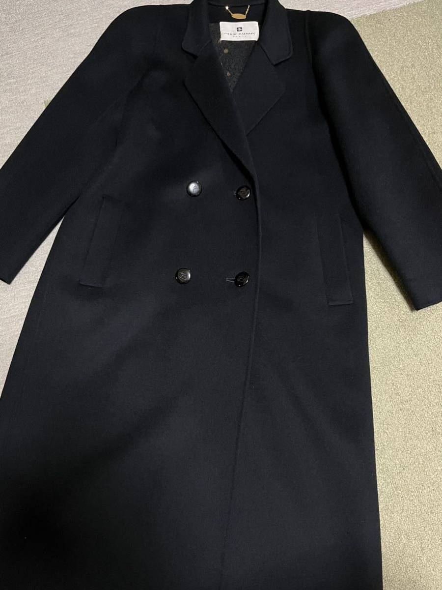 Pierre Balmain ピエールバルマン ロングコート 黒 豹柄 Lサイズ