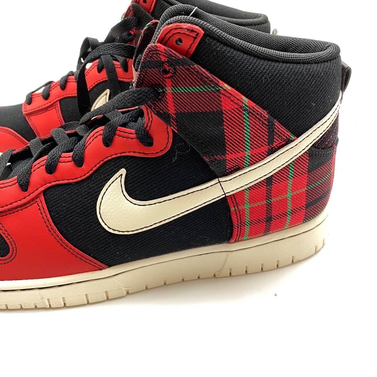 NIKEナイキ ダンクHIGH レトロ SE チェック柄 箱なし DV0826-001 黒赤 