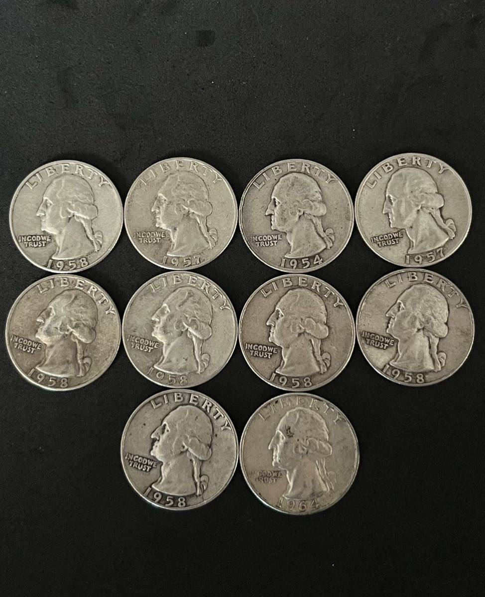 アメリカ25セント銀貨10枚セット 限定SALE，新作】 アメリカ銀貨 25セント 10枚