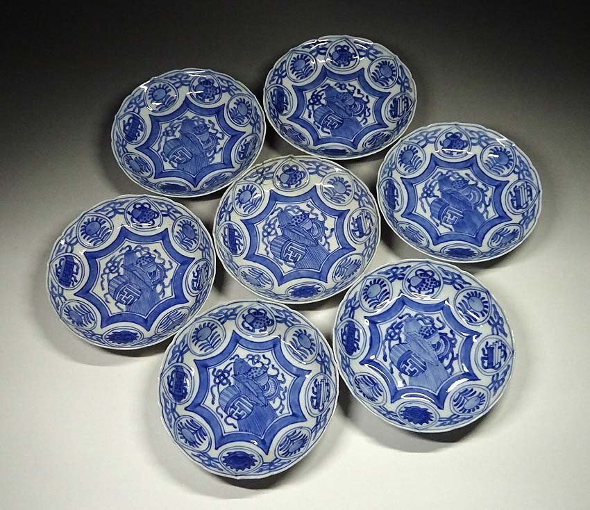 ○栄○古九谷 色絵 詩 花草文 煎茶碗 5客 急須 湯冷 煎茶道具 無傷完品
