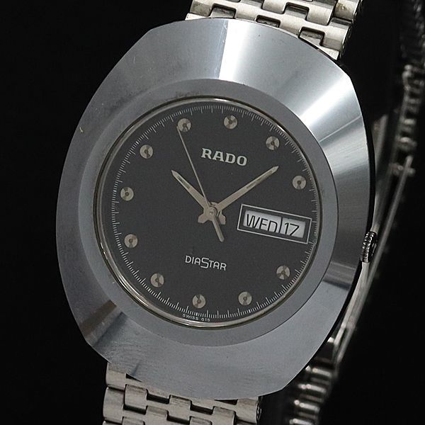 1円 ラドー QZ 114.0391.3 ダイヤスター デイデイト 黒文字盤 メンズ腕時計 0627000YSD