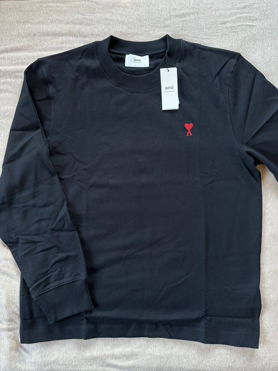 黒XXL新品 AMI Paris グラフィック ロゴ ロング Tシャツ アミ パリス