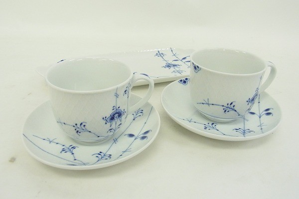 Q112-J12-2432 ROYAL COPENHAGEN ロイヤルコペンハーゲン ブルーパルメッテ カップ＆ソーサー プレート セット 現状品⑧