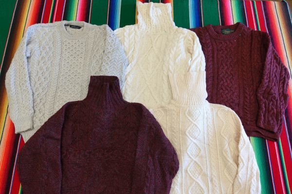 KNT-FS18 フィッシャーマンニットセーター クルーネック ユニセックスサイズ￥1～ビンテージUS古着卸セット業者まとめ売り
