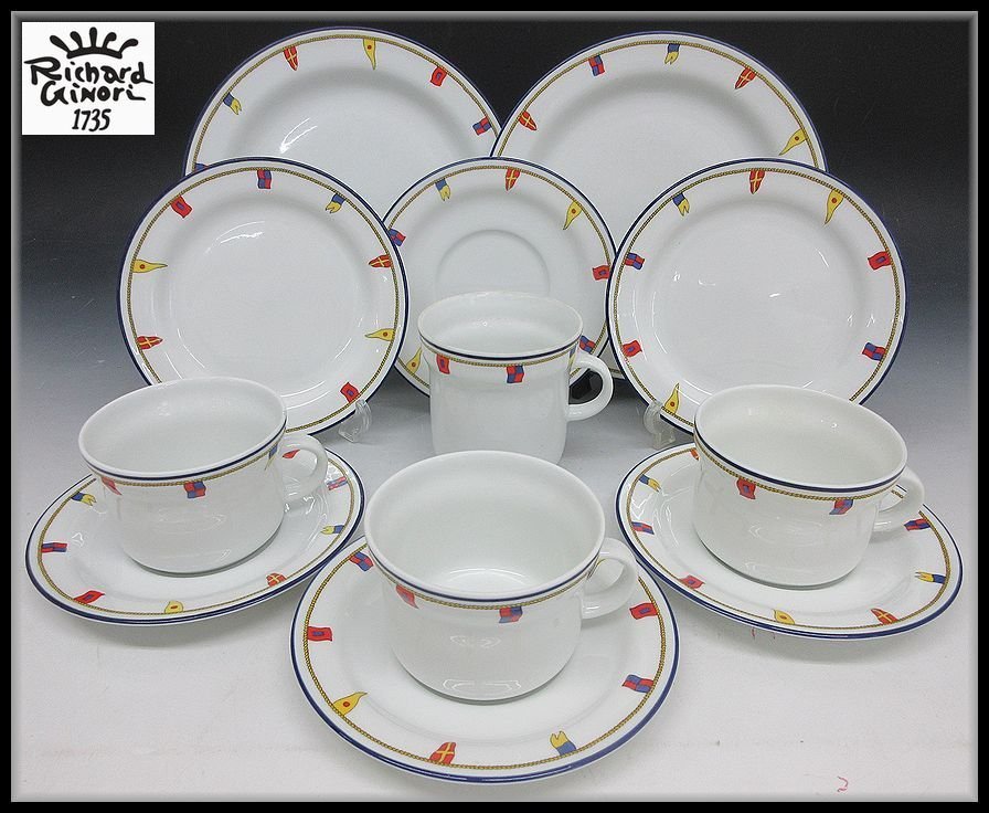 [ZEROnet]▼リチャードジノリ クリッパー プレート カップ＆ソーサー マグカップ まとめて おまけ付 12点セット▼P511-85