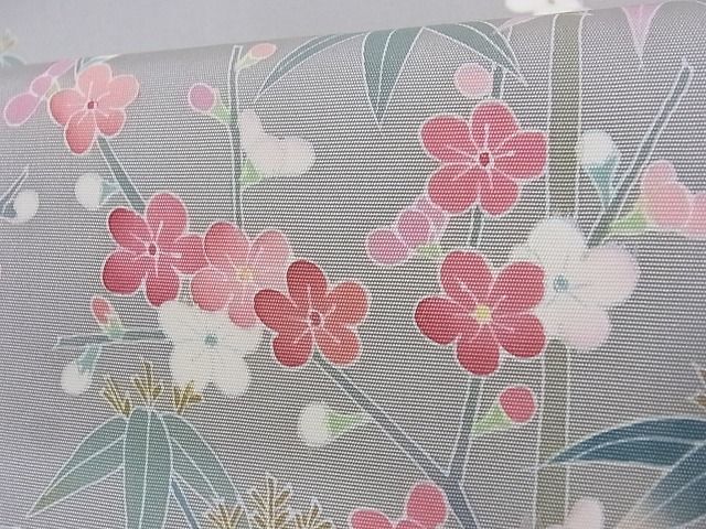 平和屋-こころ店□塩瀬 九寸名古屋帯 友禅 作家物 松竹梅 正絹 逸品