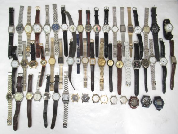 1F-TM4 大量まとめ 腕時計 54本セット VALENTE SCRIPT Polaris Q&Q Klaeuse MAXY AQUASIS Nivada BIFORA COMBAT SPEATAK JAGUAR