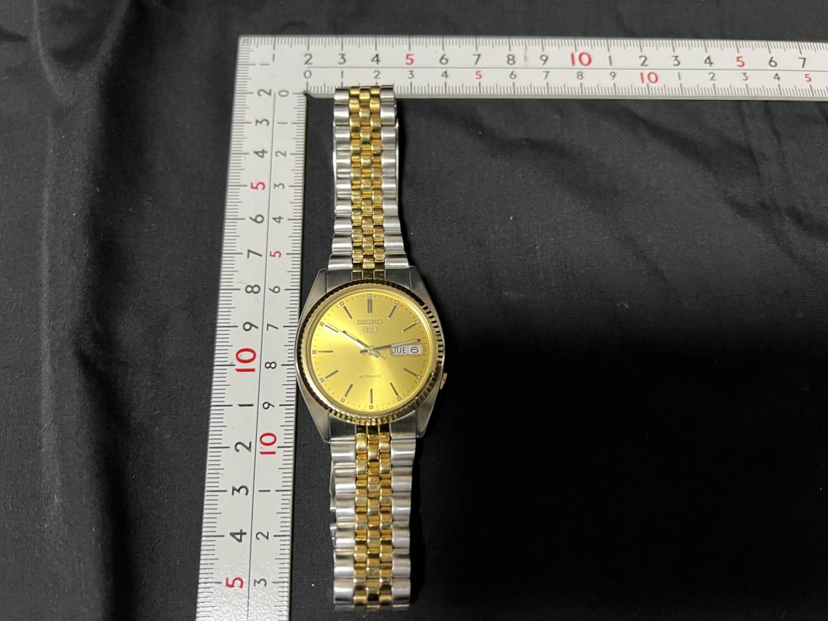 割と 正常 SEIKO セイコー5 7S26-0500 裏スケ 自動巻 コンビ メンズ