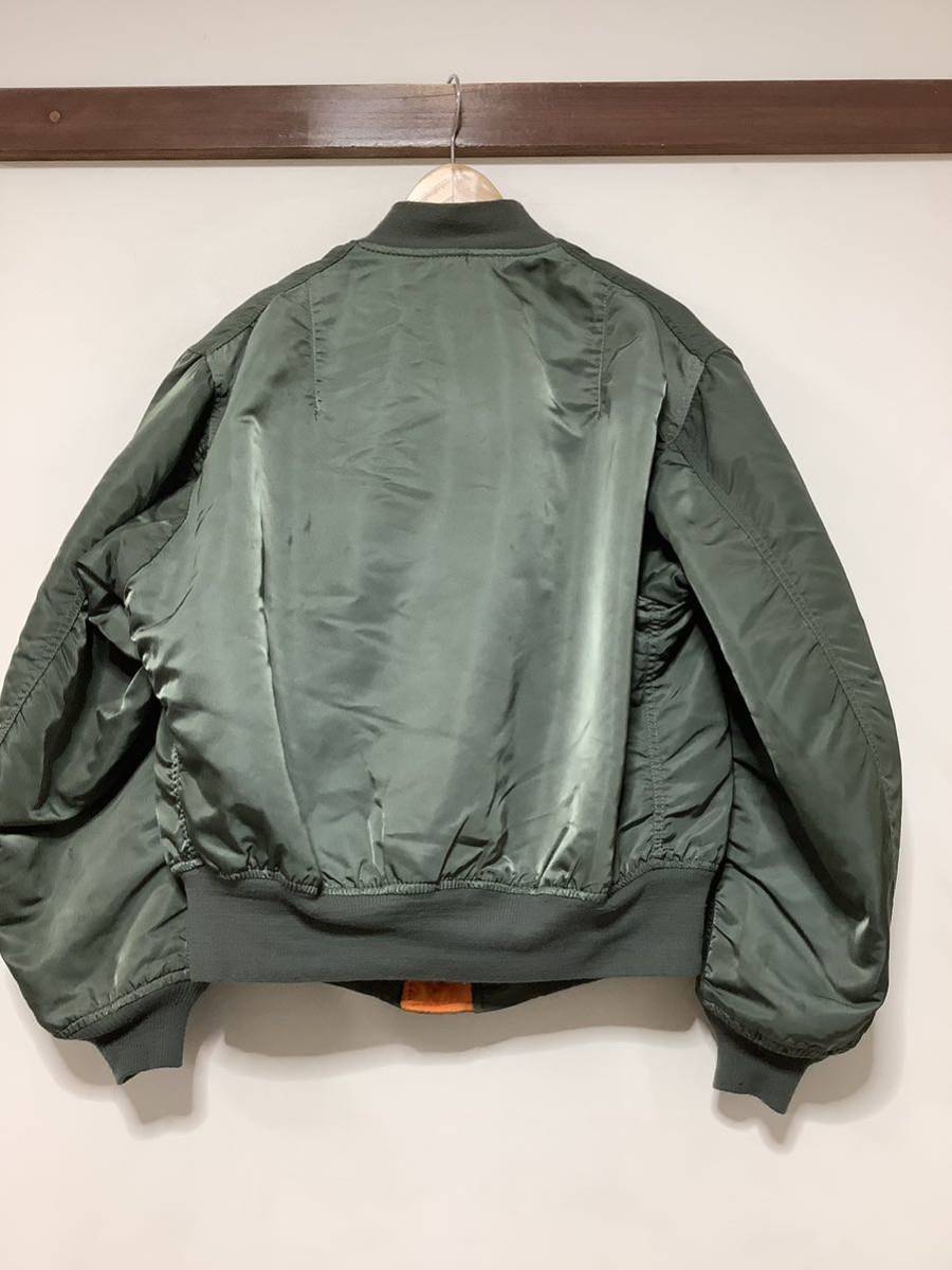 ひ1293 USA製 ALPHA アルファ MA-1 フライトジャケット XL グリーン