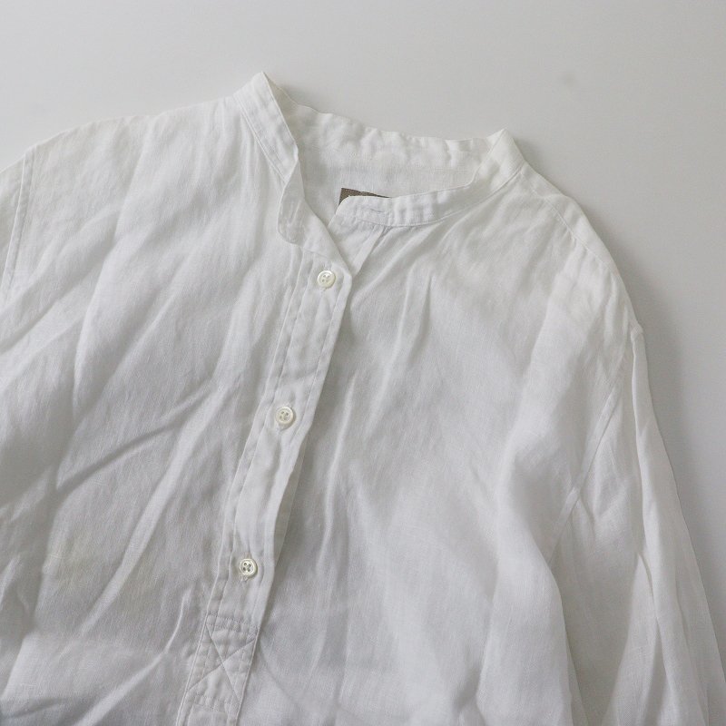 マーガレットハウエル MARGARET HOWELL リネン カラーレス フェイバリットシャツ 2/ホワイト トップス【2400013644327】