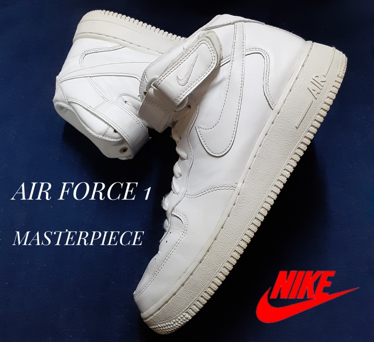 最値!16年製!永遠のマスターピース!完成型デザイン!ナイキ エアフォース 1 MID高級レザー スニーカー!王道カラー!トリプルホワイト! 26.5cm