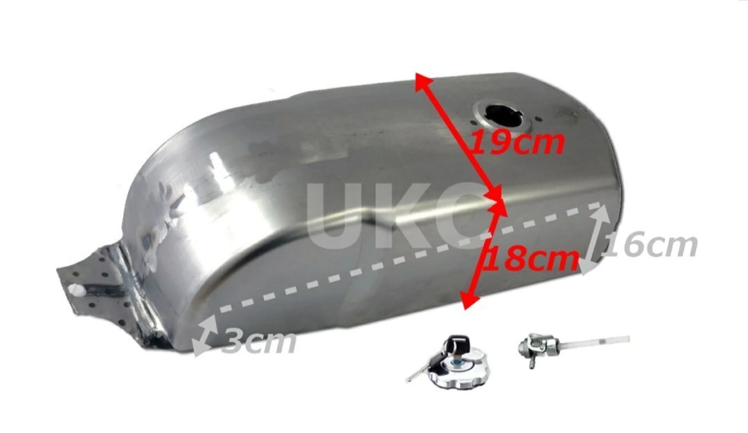 送料無料 限定1個のみ 新品 汎用ガソリンタンク 10L ロングタンク カフェレーサー　クラッシック レトロ　SR ヴィンテージ　コック 鍵付_2