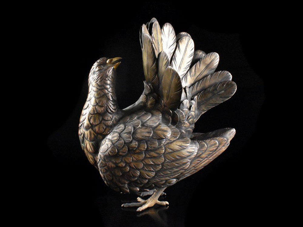 Yahoo!オークション 【雲】某名家買取品 金工師 鳥 鳩 置物 東洋彫刻