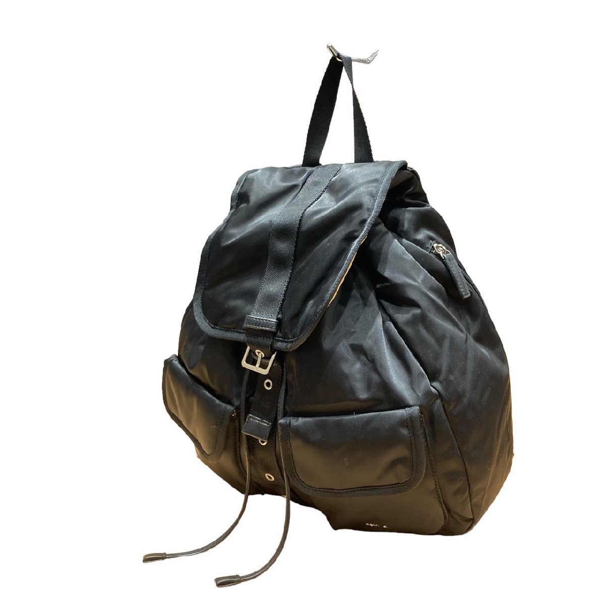美品 agnes b. アニエスベー バックパック ナイロンバッグ リュックサック 黒