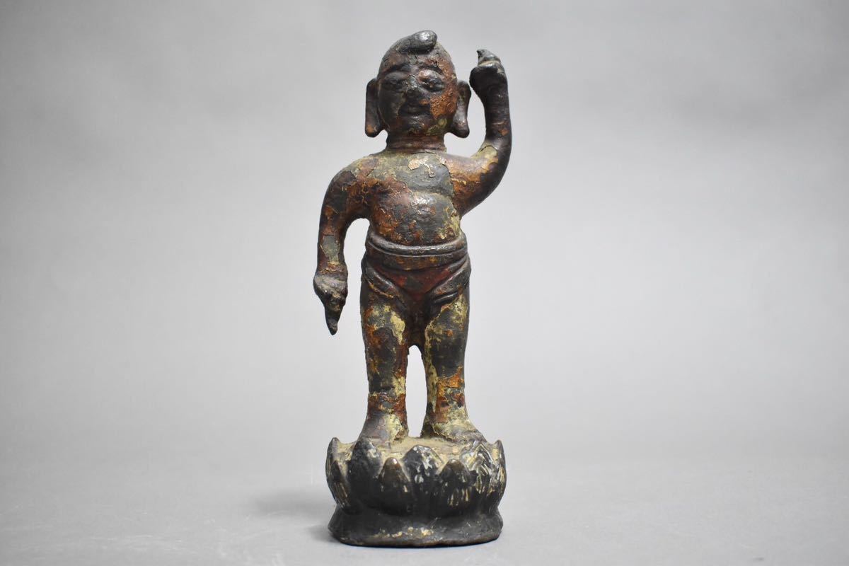 英】1255 明 銅誕生仏 仏教美術 中国 銅製 銅器 佛像 置物 骨董品 美術