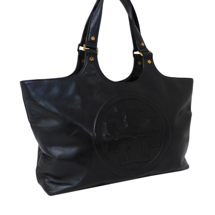 1円 ■ トリーバーチ トートバッグ ブラック系 レザー お出掛け レディース 通勤 TORY BURCH ■E.Bgos.oR-18