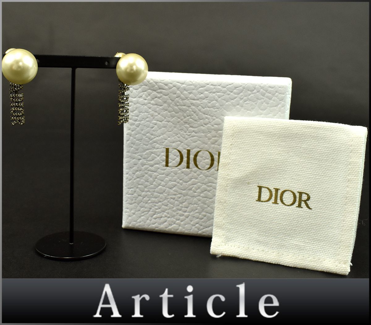 163011〇美品 Christian Dior クリスチャン ディオール J’ADIOR ピアス フェイクパール GP ホワイト ゴールド レディース 箱/ E