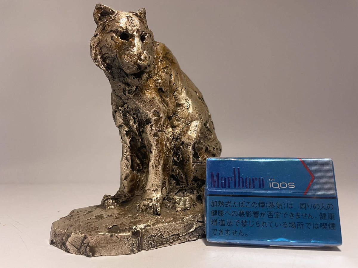 DH714 △ 北村西望作 銀900 「寅」 虎置物 銀製 共箱 重1354g
