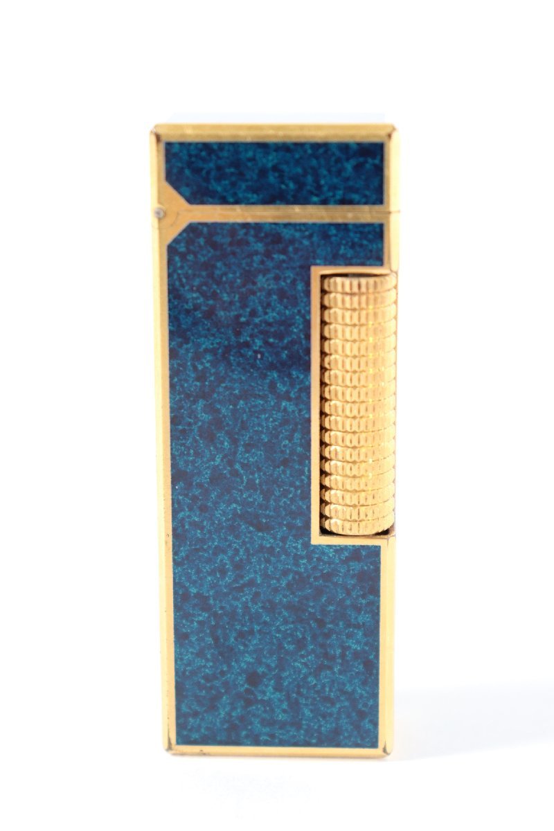 dunhill ダンヒル ガスライター ローラー式 ブルー ゴールドカラー 喫煙具 0392-TE