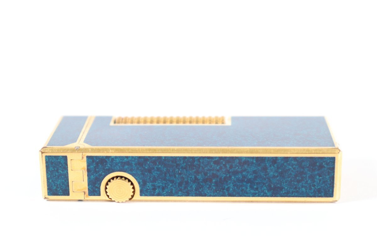 dunhill ダンヒル ガスライター ローラー式 ブルー ゴールドカラー 喫煙具 0392-TE