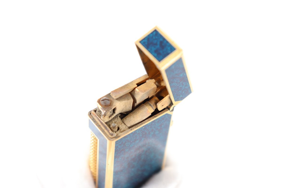dunhill ダンヒル ガスライター ローラー式 ブルー ゴールドカラー 喫煙具 0392-TE