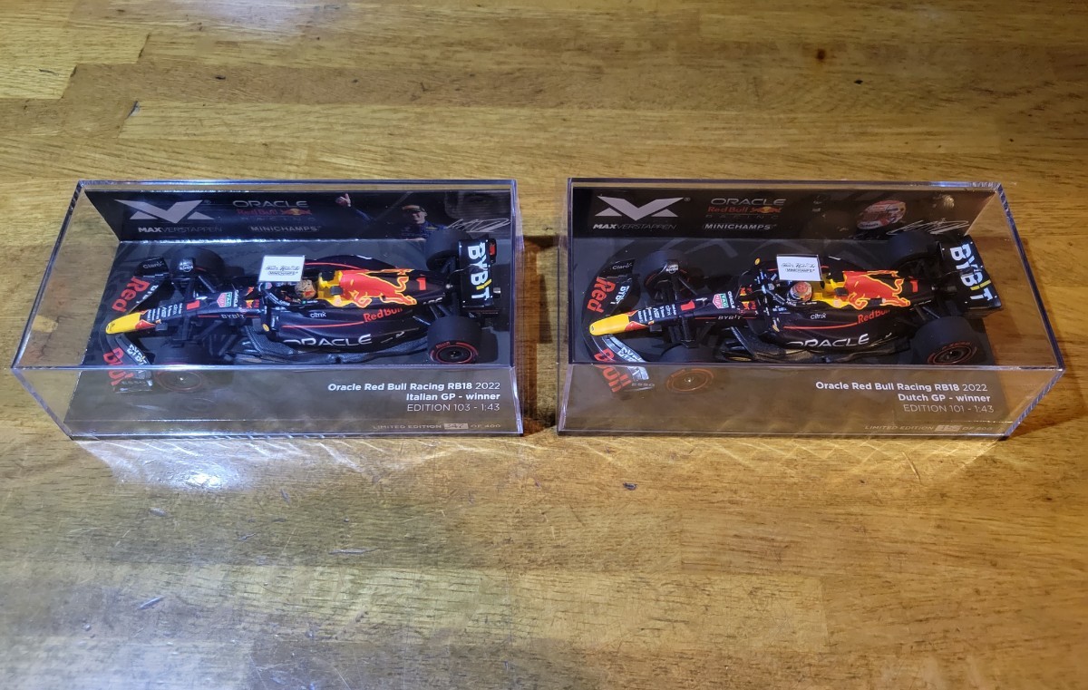 ミニチャンプス 1/43 レッドブル RB1８ フェルスタッペン ショップ別注 オランダGP イタリアGP 2台セット