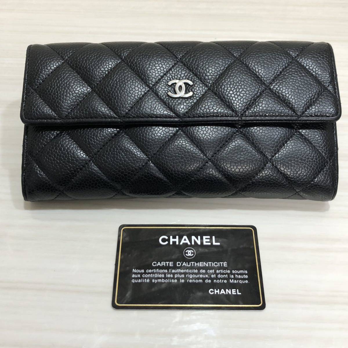 シャネル キャビアスキン CHANEL マトラッセ 長財布 ロングウォレット 