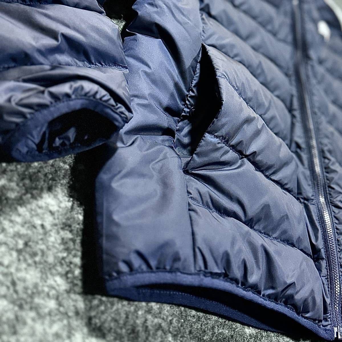 1円~ 送料無料 新品 アディダス エッセンシャルズ ダウンジャケット XLsize adidas DOWN 軽量 保温 ダックダウン80% 紺 ストライプ ウェア
