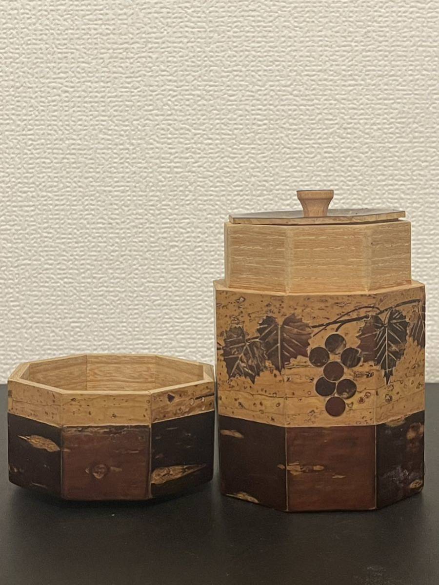【未使用】桜皮細工 茶道具 茶筒 伝統工芸品 _7
