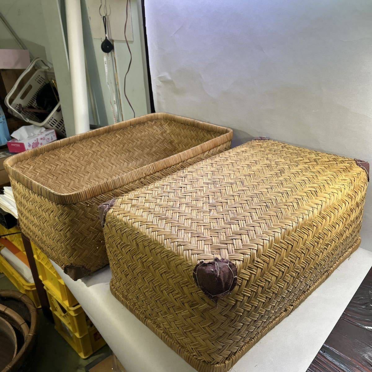 竹行李 竹籠 柳行李 大籠 収納籠 古民具 レトロ 柳行李 やなぎごうり68.5cm 時代物 古民芸 古道具 籠 竹籠 収納用品