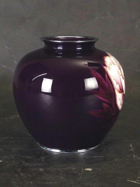 真作 WISH 安藤七宝 花瓶 七宝焼 細密銀飾線 桐箱 高さ21cm 花紋 〇
