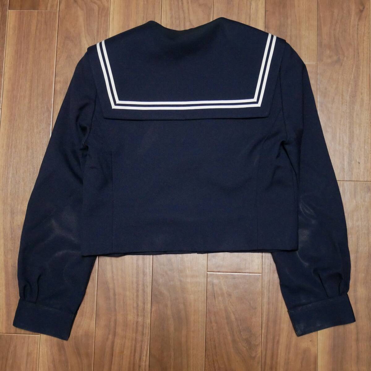中高セーラー服　白襟白2本ライン上下　150A　ウエスト63　丈62　冬服　長袖　中学　高校　JK　JC　匿名配送_4