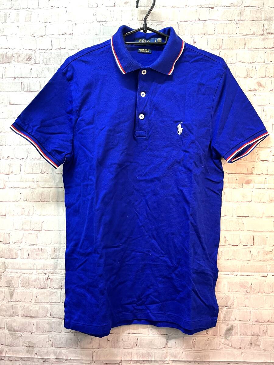POLO RALPH LAUREN ポロ ラルフ ローレン ポロシャツ 半袖 メンズ ロゴ刺繍 ブルー カスタムスリムフィット S(Sサイズ ...